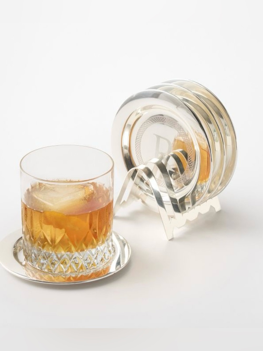 Mark & Graham CELEBRATION SILVER ETCHED COASTERS, SET OF 4.